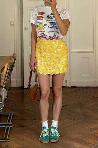 Sequin A-Line Mini Skirt