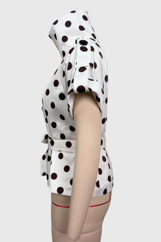 Double-Breasted Puffed Sleeve Peplum Coat
