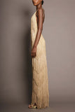 Fringe V-Neck Sleeveless Maxi Casual Dress