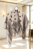 Paisley Print Fringed Open Poncho