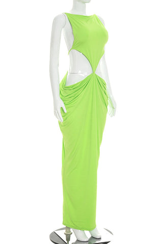 Cutout Ruched Draped Maxi Dress
