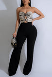 Strapless Jumpsuit with Geometric Design