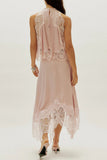 Elegant Lace Trim Skirt Set