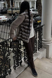 Faux Fur Collar Knit Zip-Up Jacket
