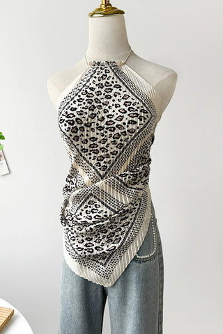 Pleated Halter Tank Top