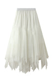 Tiered Tulle Ruffle A-Line Midi Skirt