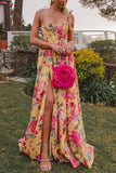 Floral Halter Tie-Back Maxi Dress