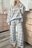 Striped Mock Neck Wide-Leg Pants Set