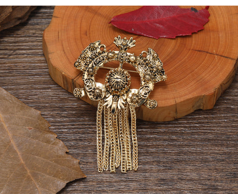 Vintage Floral Tassel Brooch