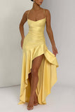 Ruffle High-Low Spaghetti Strap Casual Dress