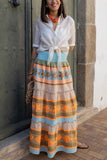 Tiered Ruched Drawstring Maxi Skirt