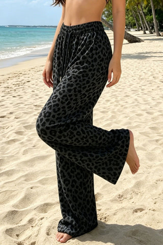 Drawstring Leopard Casual Pants