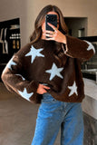 Star Pattern Crew Neck Knit Sweater