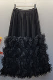 Tiered Ruffle Tulle Midi Skirt