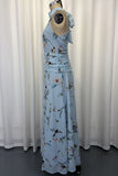 Floral Halter Ruched Maxi Dress