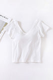 Built-In Bra V-Neck Short Sleeve T-Shirt