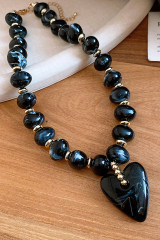 Heart Pendant Beaded Necklace