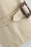 Double-Breasted Belted Stand Collar Coat