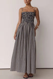 Striped Smocked Square Neck Maxi Dress