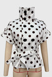 Double-Breasted Puffed Sleeve Peplum Coat
