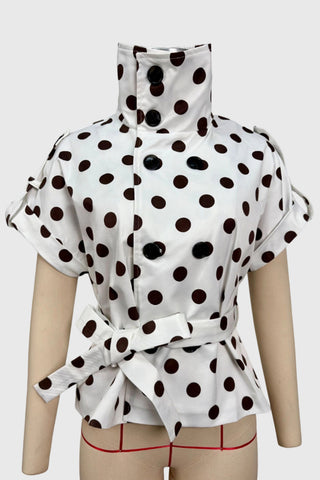 Double-Breasted Puffed Sleeve Peplum Coat