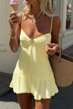 Ruched Spaghetti Strap Mini Dress