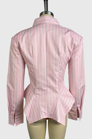 Striped Puff Sleeve Peplum Shirt