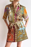 Paisley Print Belted Shirt Dress