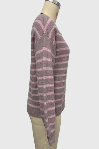 Striped Button-Front Knit Cardigan