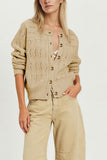Pointelle Knit Button-Front Cardigan