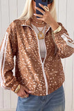Cow Print Zip-Up Track Jacket