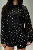 Polka Dot Crew Neck Long Sleeve Short Set