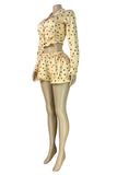 Polka Dot Long Sleeve Crop Top and Shorts Set