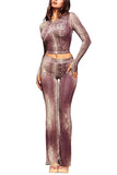 Leopard Print Hoodie and Flare Pants Set