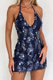 Sequin Halter Mini Dress