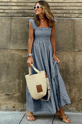 Smocked Gingham Maxi Dress