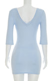 V-Neck 3/4 Sleeve Mini Dress