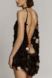 Sequin Halter Sleeveless Mini Dress