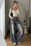Zebra Print High-Waist Barrel Jeans