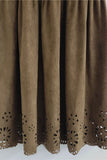 Smocked Waist Hollow-Out Midi Skirt