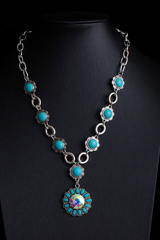 Turquoise Pendant Layered Necklace