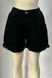 Ruffle-Hem High-Waist Denim Shorts