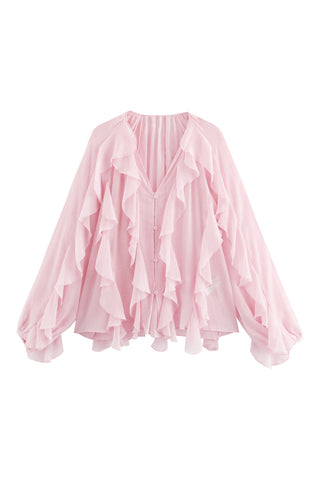 Ruffle Puff Sleeve Blouse