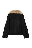 Faux Fur Collar Bomber Jacket