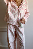 Plaid Long Sleeve Button-Front Pajama Set