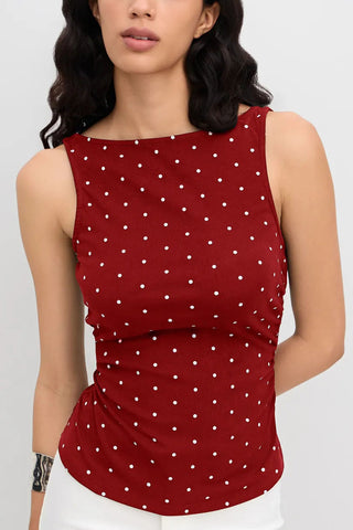 Polka Dot Tie-Back Tank Top