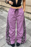 Leopard Side Panel Drawstring Wide-Leg Pants