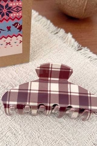 Plaid Glossy Claw Hair Clip