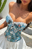Floral Lace-Up Sweetheart Corset Top