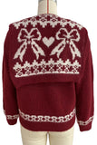Tie-Neck Patterned Knit Sweater